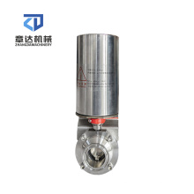 Pneumatic Butterfly Valve Sanitary stainless steel butterfly valve actuator clamp connected weld/threaded connected 304/316L